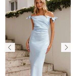 Brand New - Blue Ruched Off-Shoulder Sheath Dress AUS Size 8 (US S)